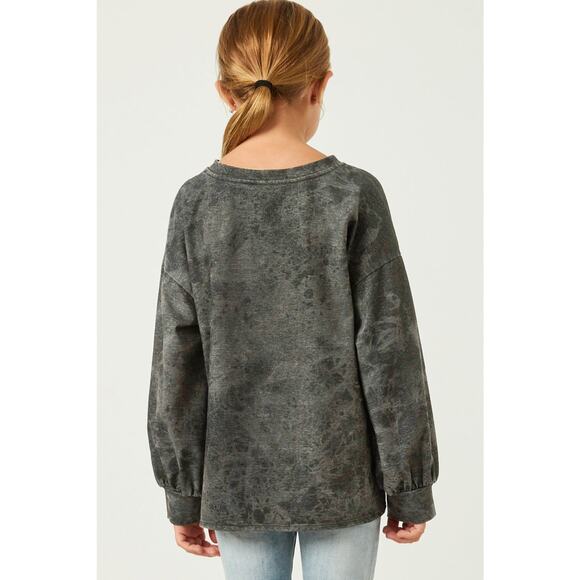 HAYDEN Sunni Girls Smiley Face Black Wash Sweatshirt Medium - Picture 4 of 6